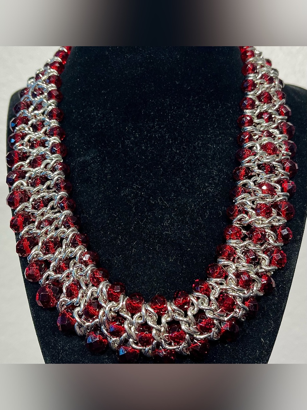 Amrita Singh Cleo Red Beaded Bib Necklace